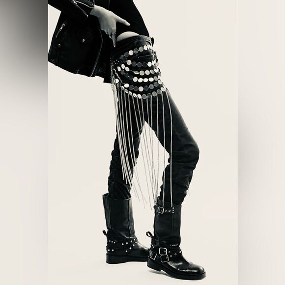 Free People Accessories - Free People Disco Inferno Skirt Belt Heavy Metal